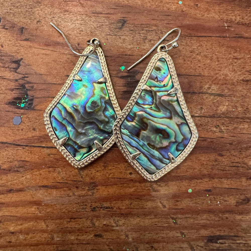 Kendra Scott Iridescent Abalone Earrings with Gold Frame